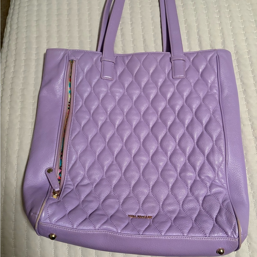 Vera Bradley Purple Quilted Tote Luxurious Design